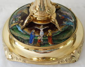 Solid silver gilt antique French Romanesque Chalice.